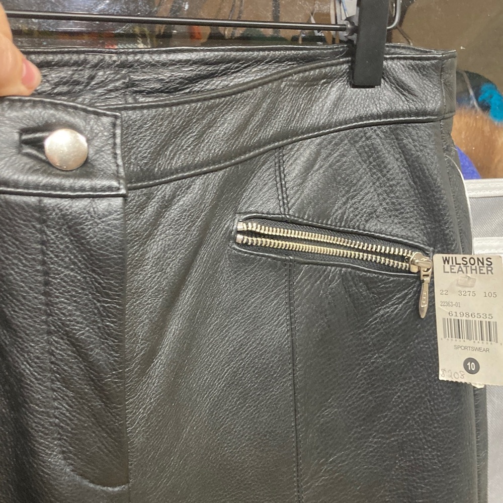WILSON LEATHER Black Maxima Genuine Leather Moto Biker Pants Fully Lined Sz 10 - Picture 13 of 16